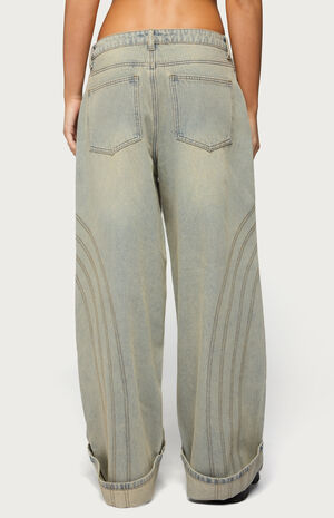Cuffed Low Rise Baggy Jeans image number 3