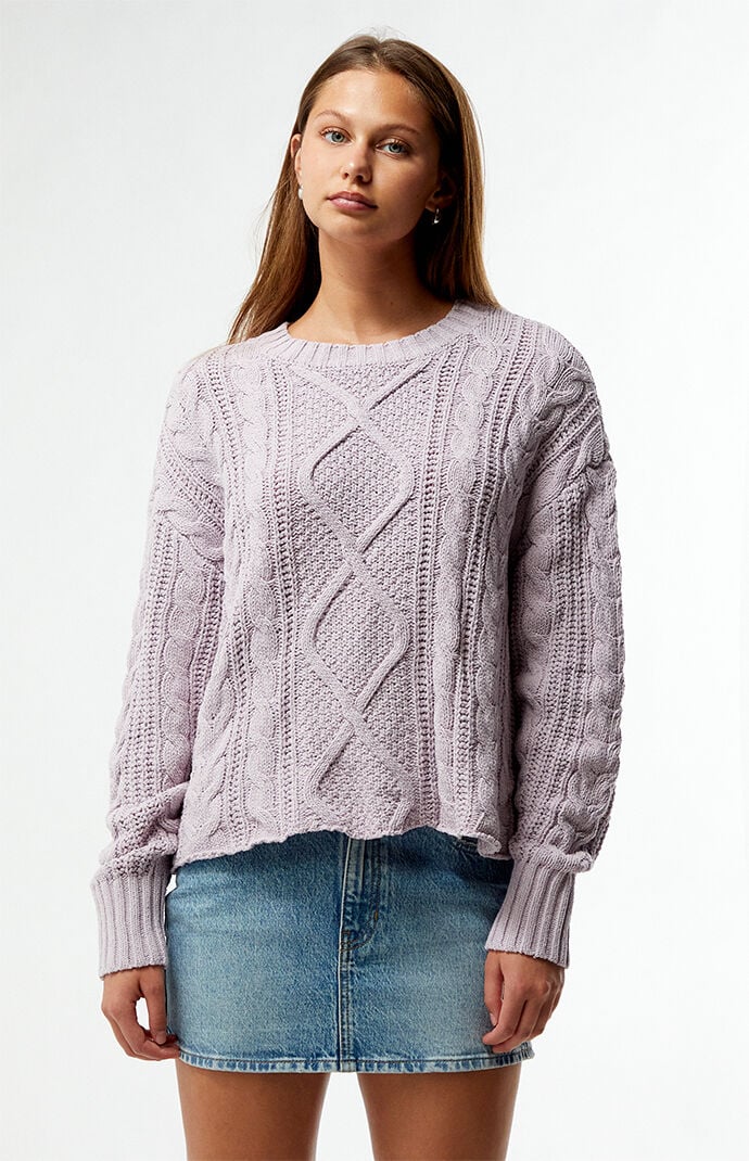 LA Hearts Violet Cable Knit Boxy  Sweater