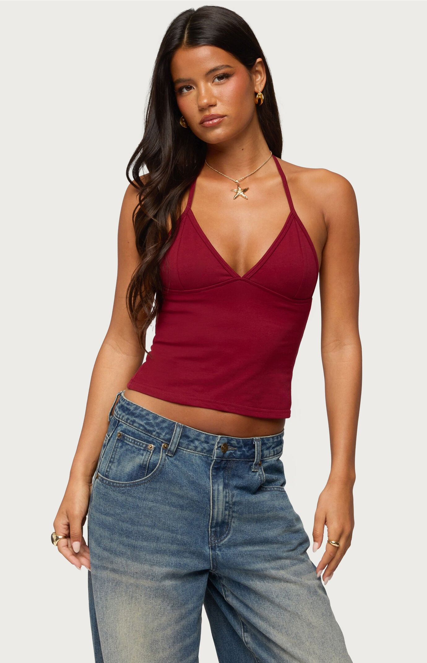 Edikted Noriah V Neck Halter Top