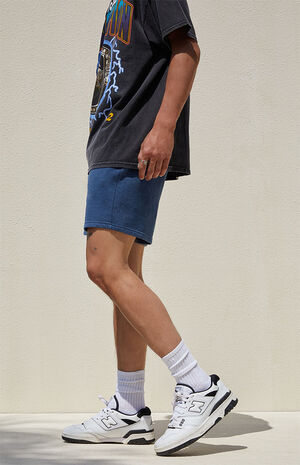 Navy Fleece Garment Dyed Sweat Shorts image number 4
