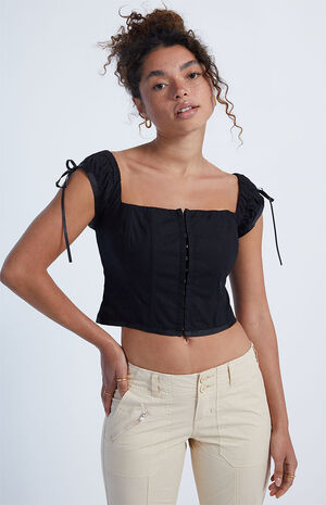 Hook & Eye Lace Up Corset Top