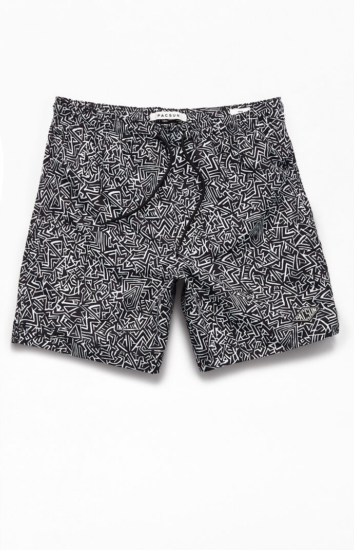 Abstract 17" Swim Trunks