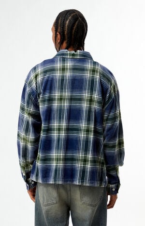 Blue Plaid Long Sleeve Flannel Shirt image number 4