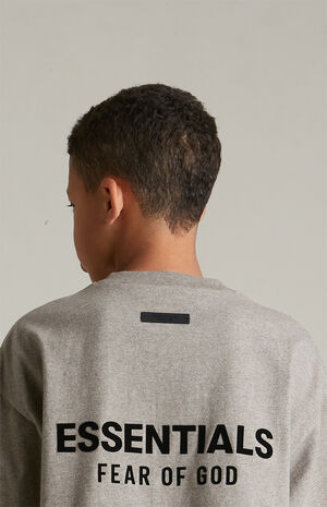 Kids Heather Grey Crew Neck T-Shirt image number 5