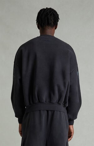 Vintage Black Crew Neck Cropped Relaxed Sweatshirt image number 4