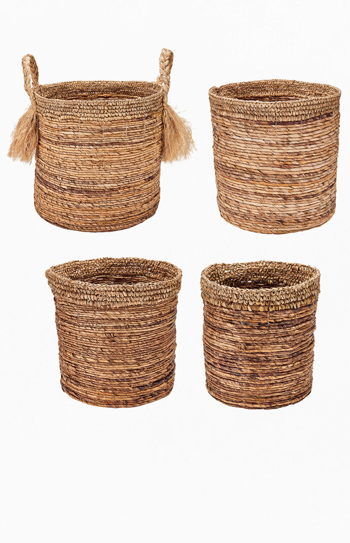 4 Piece Large Handwoven Basket Set