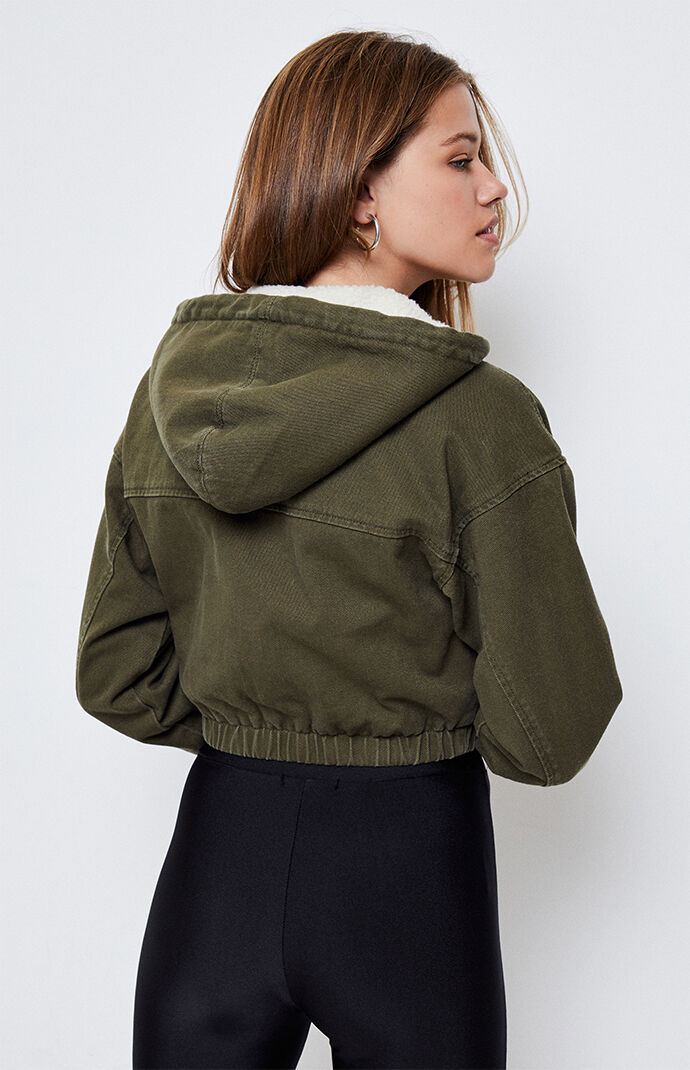 two tone hooded bomber