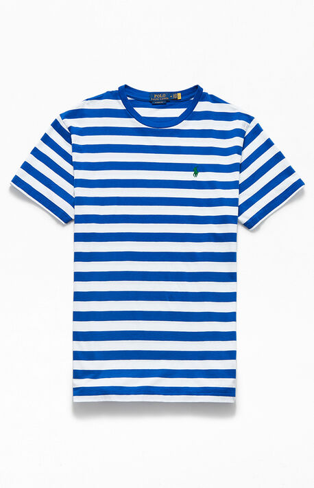 Blue &amp; White Striped Animated T-Shirt