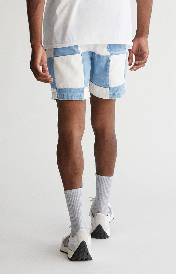 PacSun Denim Patchwork Checker Shorts PacSun