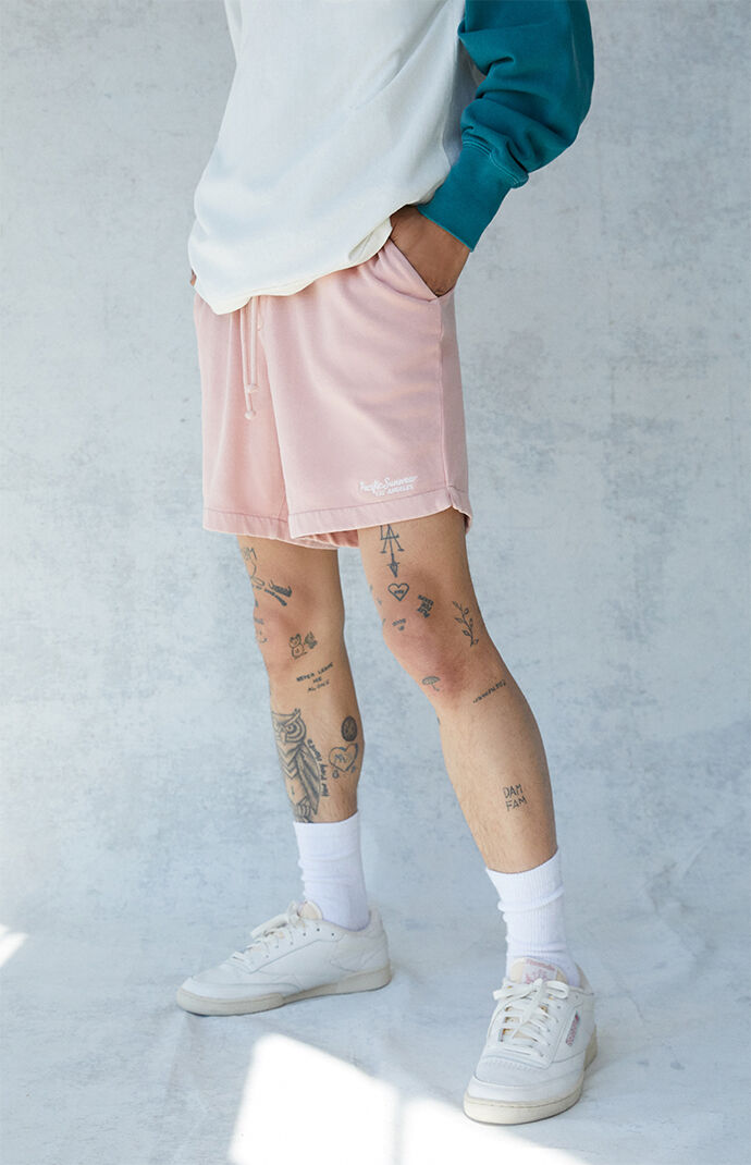 Light Pink Pigment Wash Volley Sweat Shorts