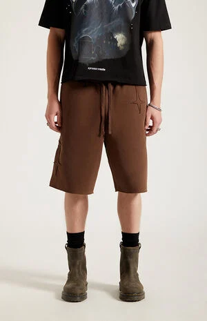 Distressed Star Applique Baggy Sweat Shorts image number 3