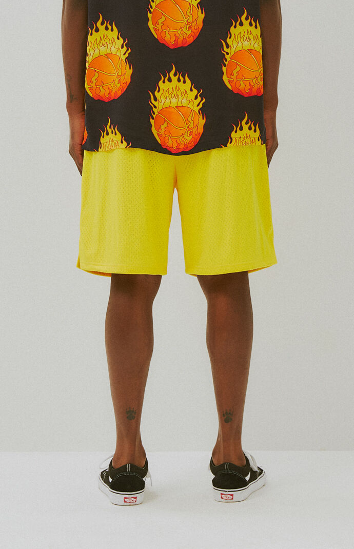 Basketball Skateboards Yellow Mesh Basketball Shorts Pacsun
