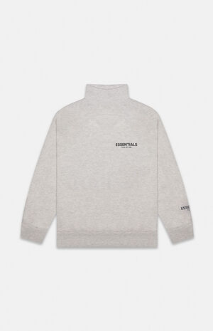 Fear of God Essentials Heather Oatmeal Mock Neck Sweatshirt | PacSun
