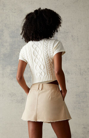 Beige Pleated Mini Skort image number 4