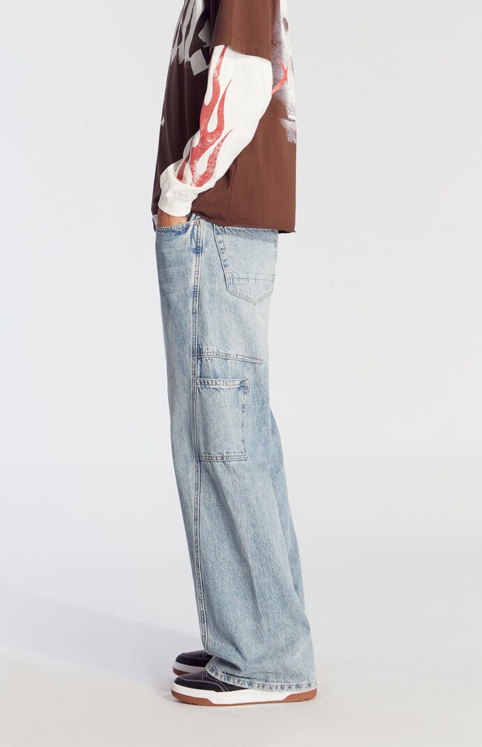 gourmet buggy jeansライトブルー gourmet buggy jeansライトブルー Low Rise Baggy Jeans Blue