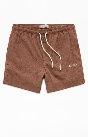Sail Brown Seersucker 4.5'' Swim Trunks image number 1