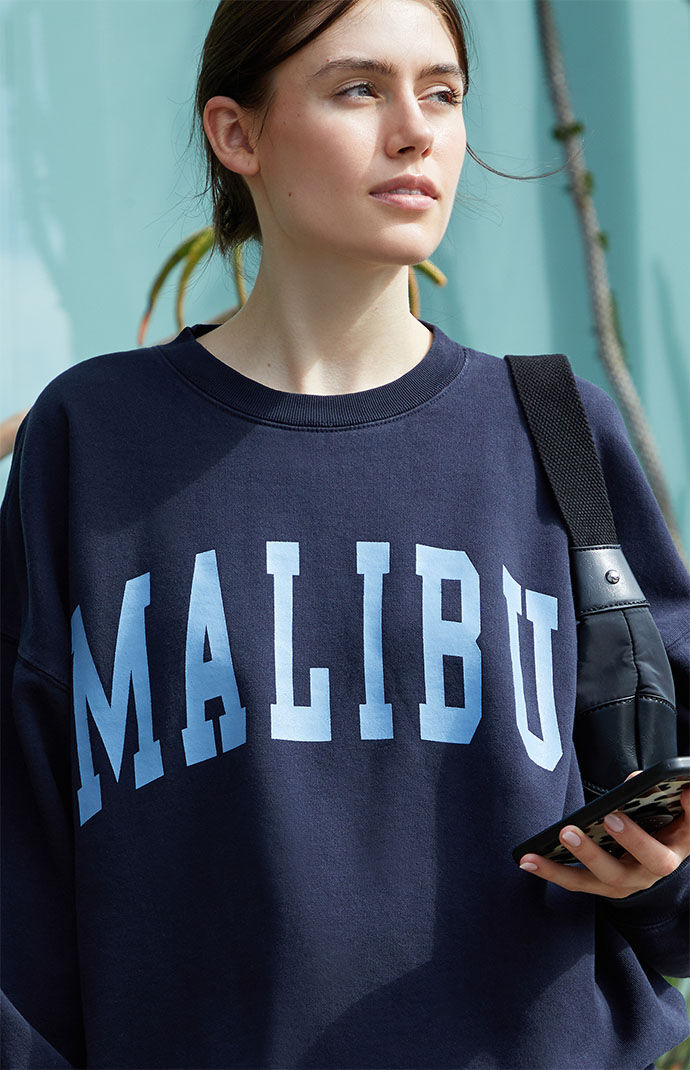 Navy Malibu Crew Neck Sweatshirt