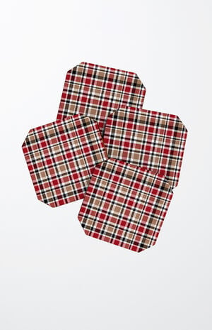 4 Pack Red Plaid Coasters
