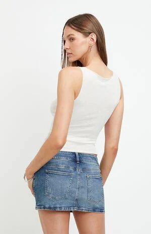 Piper Stretch Whisker Medium Blue Jean Micro Mini Skirt image number 4