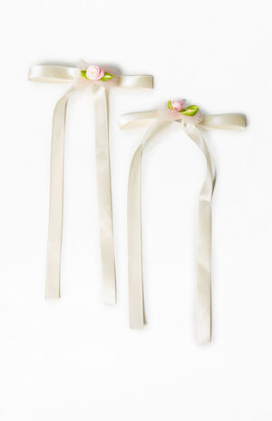 2 Pack Satin Rosette Bow Barrettes image number 1