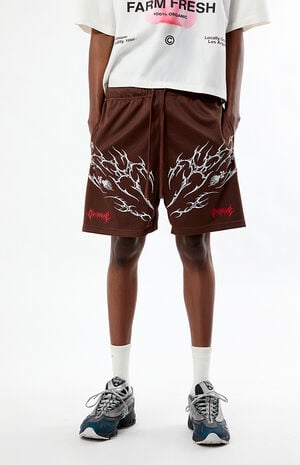 Brown Core Mesh Basketball Shorts image number 2