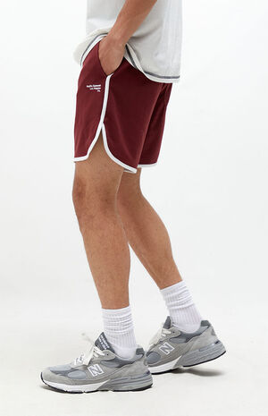 Pacific Sunwear Burgundy Mesh Dolphin Shorts image number 3