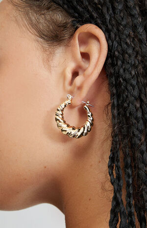 Edged Hoop Earrings image number 2