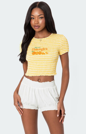 Orange Smocked Gingham Top image number 1