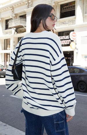 White Black Striped Brianna Sweater