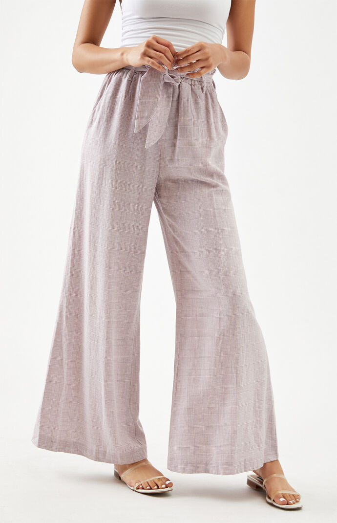 Check Wide Leg Pants