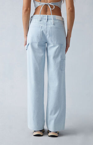 Eco Light Indigo Carpenter Low Rise Wide Leg Jeans image number 4