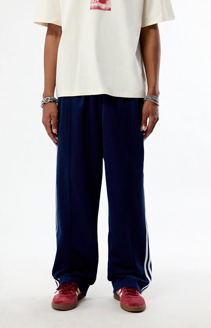 adidas Navy Baggy Three Stripe Track Pants | Pacsun