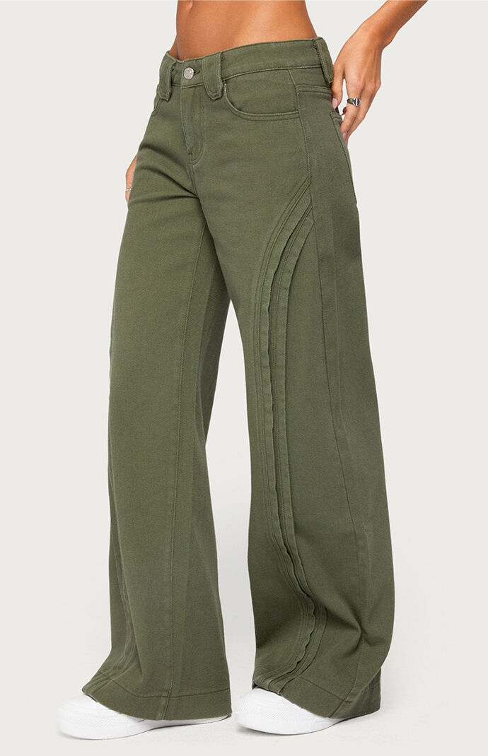 Edikted Pascale Stitched Low Rise Wide Leg Jeans | Pacsun