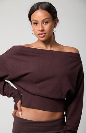 Active French Terry Off-The-Shoulder Sweatshirt image number 5
