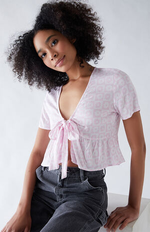 Tie Front Woven Top Tie Front Woven Top image number null