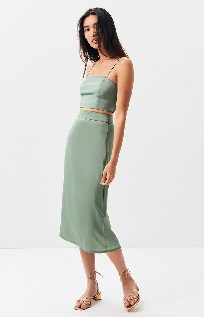kendall satin midi skirt
