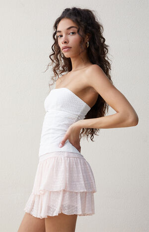 Light Pink Lace Tiered Mini Skort image number 2