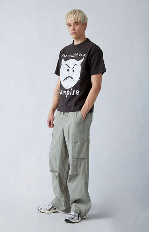 Olive Canvas Parachute Pants image number 2