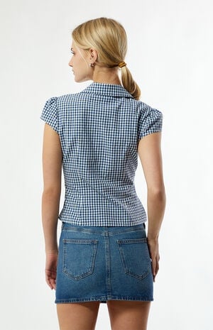 Gingham Button Down Short Sleeve Top image number 5