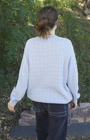 Light Blue Brianna Cable Knit Sweater image number 4