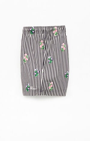 Black Striped&nbsp;Bouquet 4.5" Swim Trunks image number 3