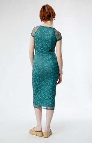 Mesh Printed Midi Dress image number 4