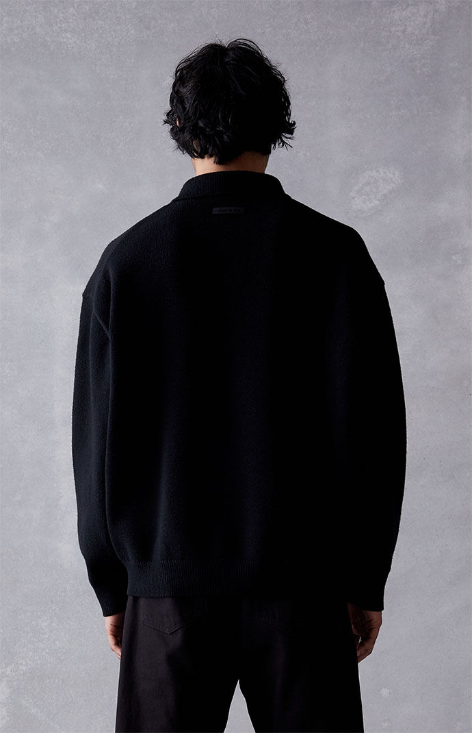 ニット・セーター Essentials Fleece Polo Sweatshirt Black - 24FW 에센셜 플리스 폴로 블랙 - 24FW | Essentials | KREAM