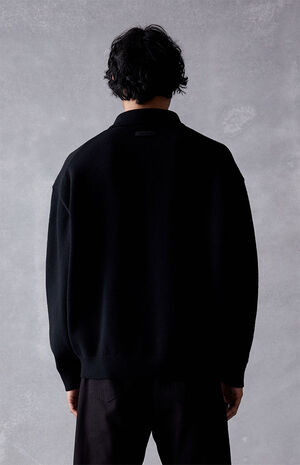 Jet Black Knit Polo Sweater image number 3