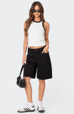 Jacqui Low Rise Denim Bermuda Shorts image number 1