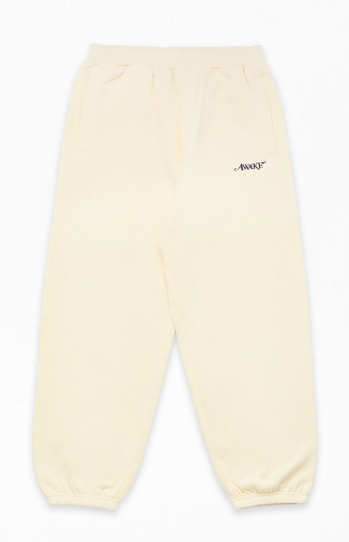 Awake NY Cream Classic Logo Sweatpants