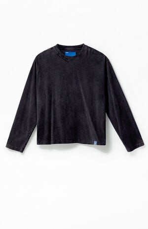Black Vintage Wash Heavyweight Oversized Long Sleeve T-Shirt image number 1