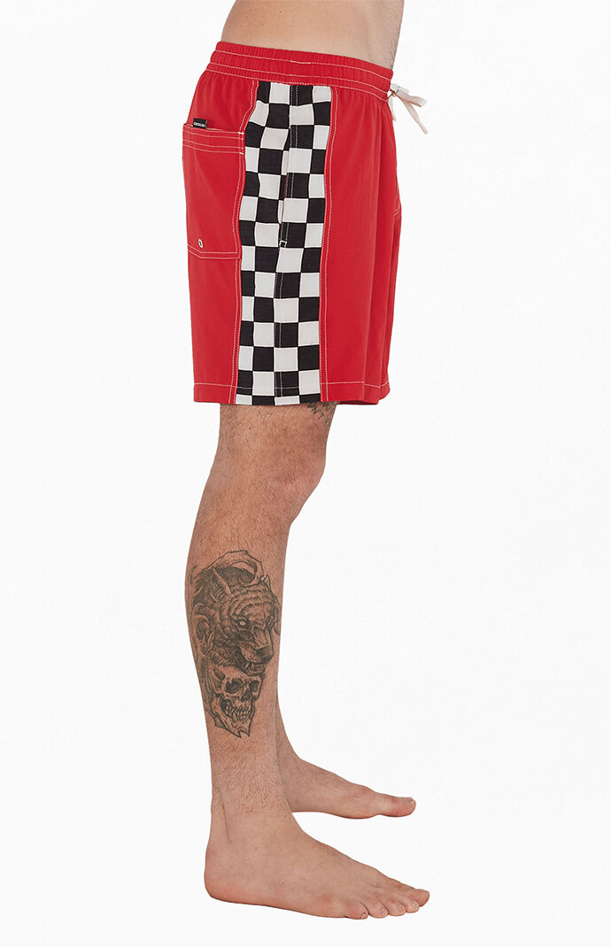 Red Checker Arch 17" Swim Trunks