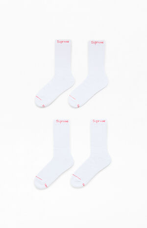 x Hanes 4 Pack White Crew Socks image number 2