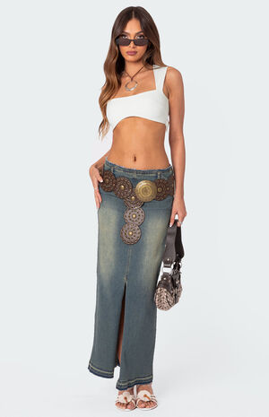 Lexy Washed Denim Maxi Skirt image number 1